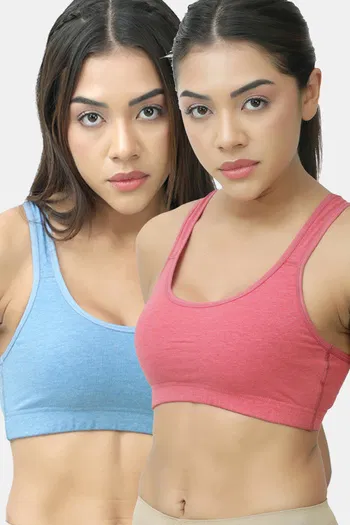 Buy Lady Lyka Soft Strechable Sports Bra (Pack of 2) - Multicolor